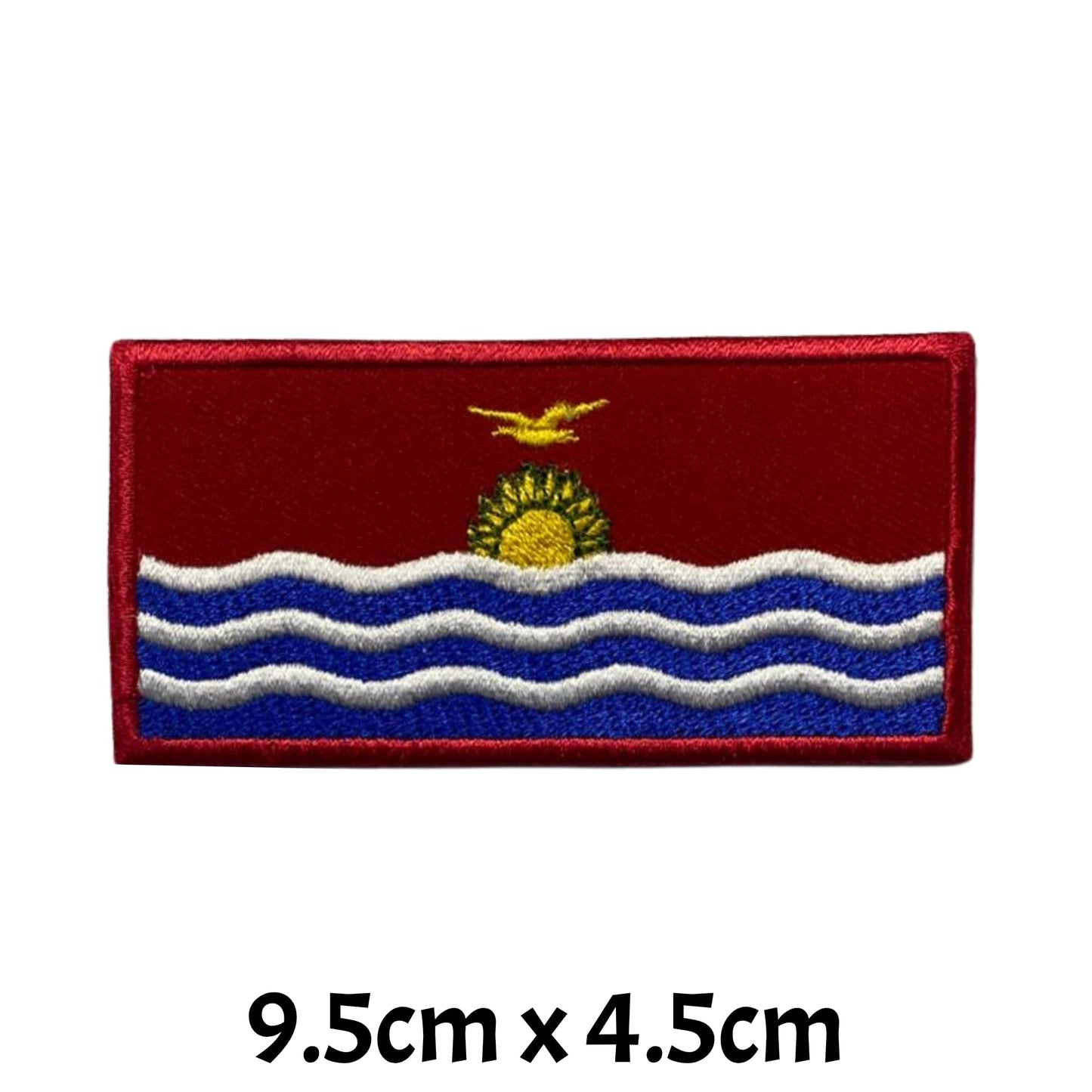 Kiribati Flag Embroidered Patch Set, Iron-On or Sew-On Applique Badges, Rectangle Shield Round Heart Shapes, for Jackets, Backpacks, Hats, Uniforms and Various Sizes