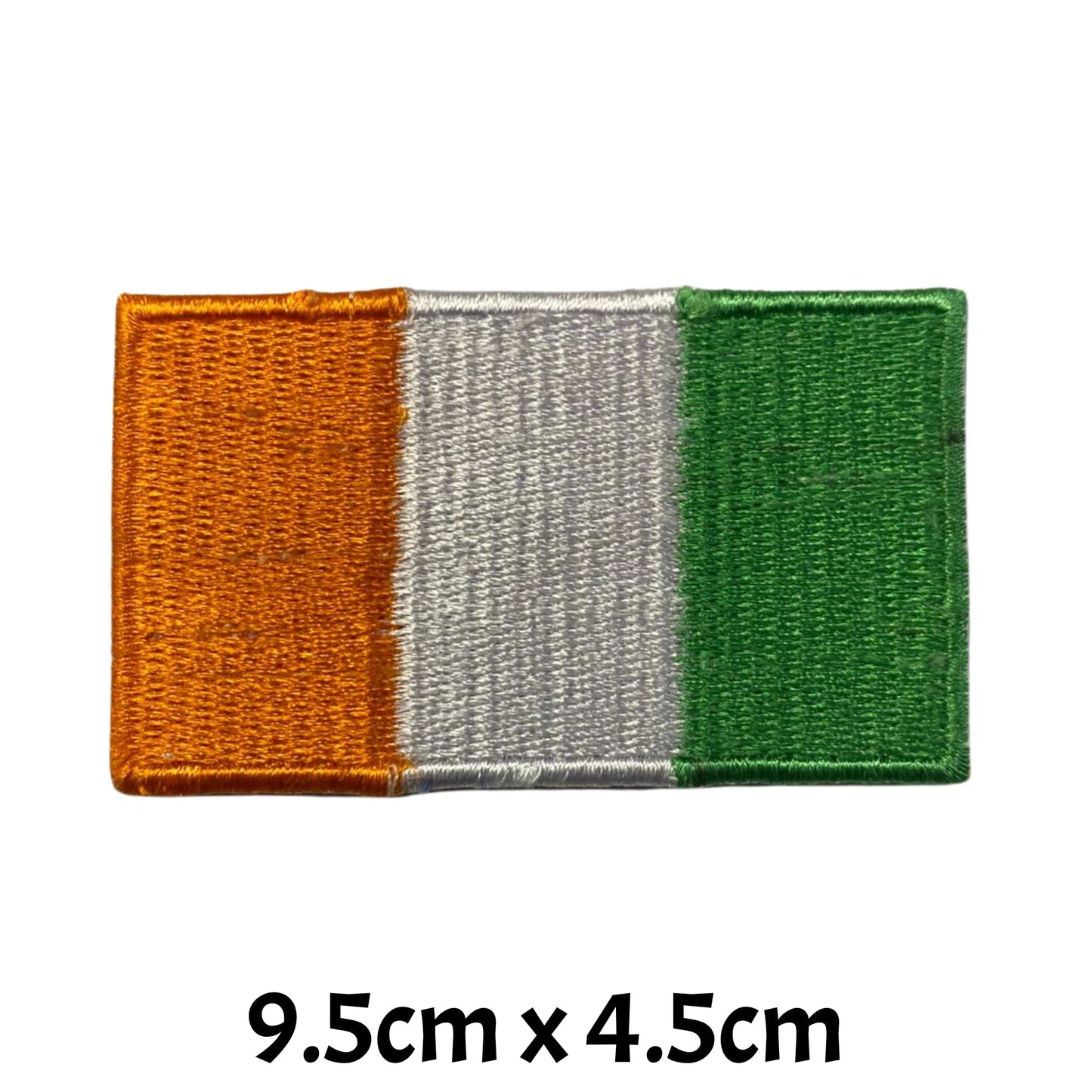 Ireland Flag Embroidered Patch Set, Iron-On or Sew-On Applique Badges, Rectangle Shield Round Heart Shapes, for Jackets, Backpacks, Hats, Uniforms and Various Sizes