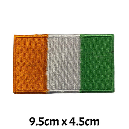 Ireland Flag Embroidered Patch Set, Iron-On or Sew-On Applique Badges, Rectangle Shield Round Heart Shapes, for Jackets, Backpacks, Hats, Uniforms and Various Sizes