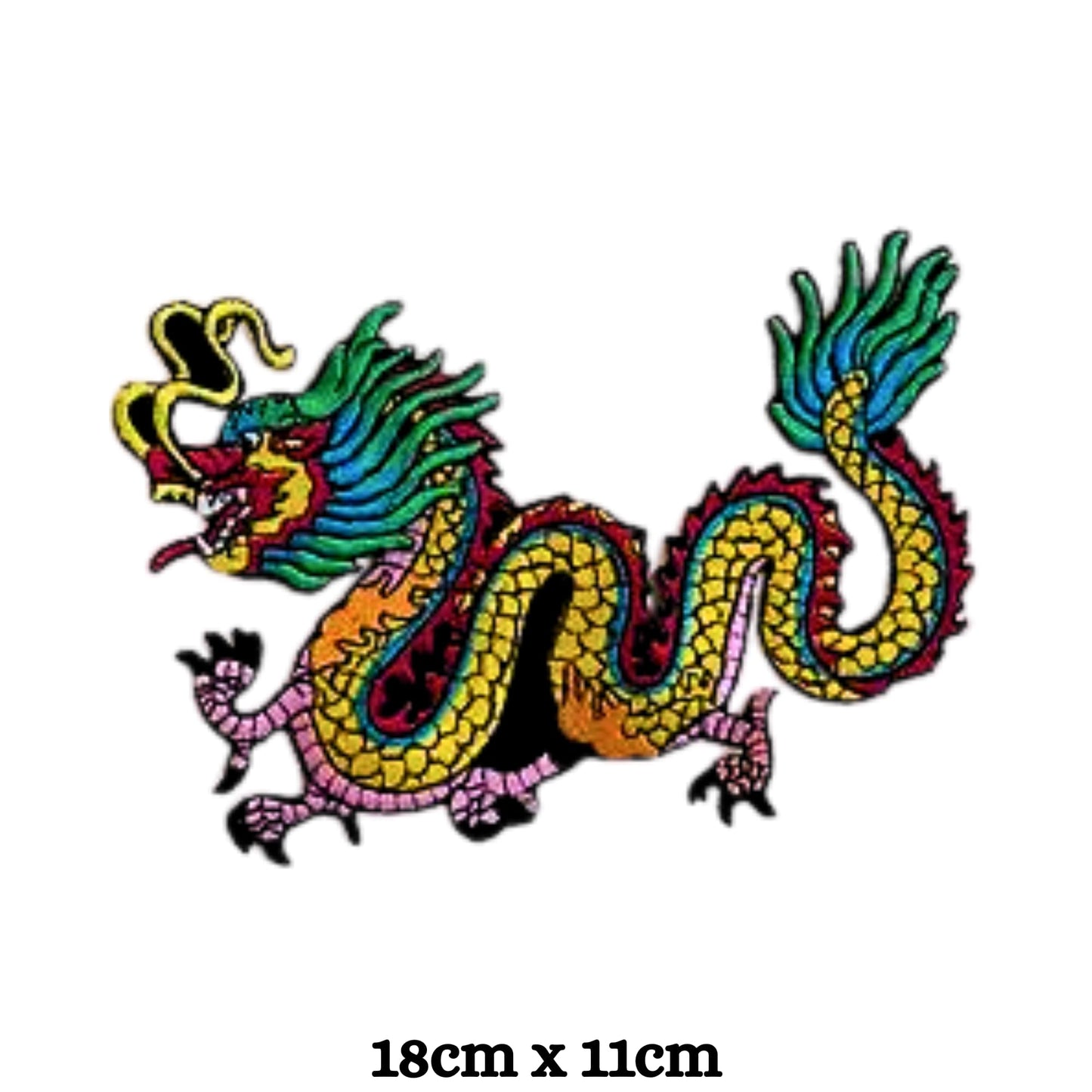 Chinese Colourful Dragon Embroidery Iron-On Patches for Clothing Sew-On Applique for DIY Crafts Denim Jackets Jeans Backpacks