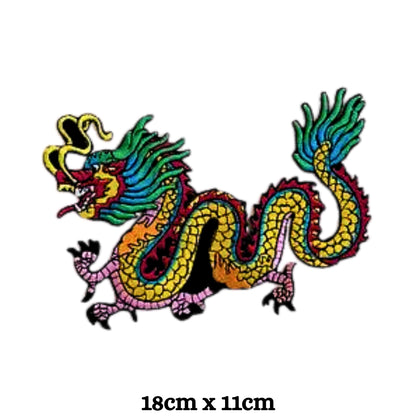 Chinese Colourful Dragon Embroidery Iron-On Patches for Clothing Sew-On Applique for DIY Crafts Denim Jackets Jeans Backpacks