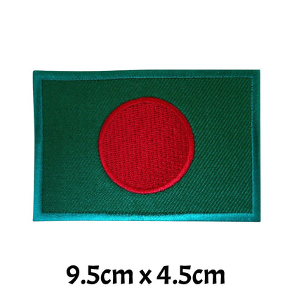 Bangladesh Flag Embroidered Patches, Iron-On/Sew-On Applique, Shield, Round, Heart and Rectangle Flag Badges for Jackets, Bags, Uniforms, Various Sizes