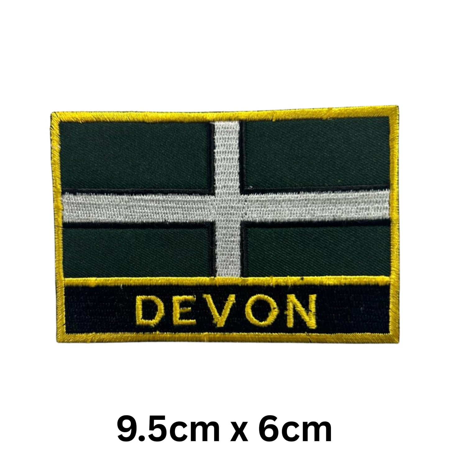 UK County Flag Patch 9.5cm x 6cm Embroidered Iron On/Sew On Badge Durable Fabric Applique for Jackets, Backpacks, Hats, and Clothing