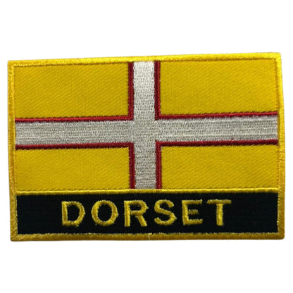 UK County Flag Patch 9.5cm x 6cm Embroidered Iron On/Sew On Badge Durable Fabric Applique for Jackets, Backpacks, Hats, and Clothing