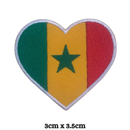 Senegal Flag Embroidered Patches, Iron-On/Sew-On Applique, Shield, Round, Heart and Rectangle Flag Badges for Jackets, Bags, Uniforms, Various Sizes