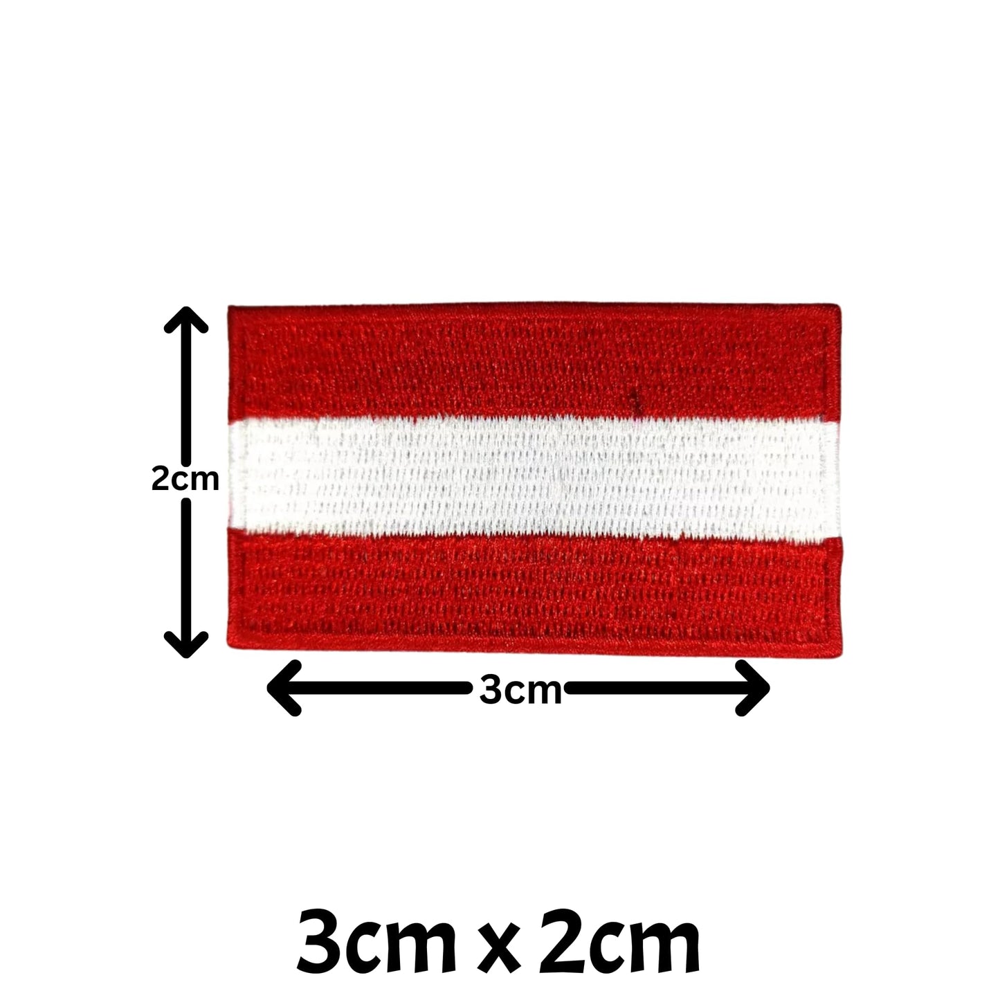 Austria Flag Embroidered Patches, Iron-On/Sew-On Applique, Shield, Round, Heart and Rectangle Flag Badges for Jackets, Bags, Uniforms, Various Sizes
