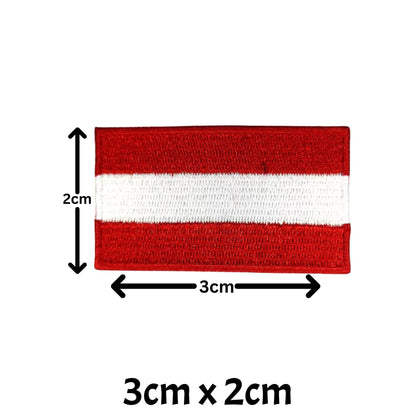 Austria Flag Embroidered Patches, Iron-On/Sew-On Applique, Shield, Round, Heart and Rectangle Flag Badges for Jackets, Bags, Uniforms, Various Sizes