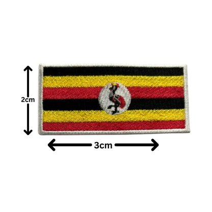 Uganda Flag Embroidered Patch Set, Iron-On or Sew-On Applique Badges, Rectangle Shield Round Heart Shapes, for Jackets, Backpacks, Hats, Uniforms and Various Sizes