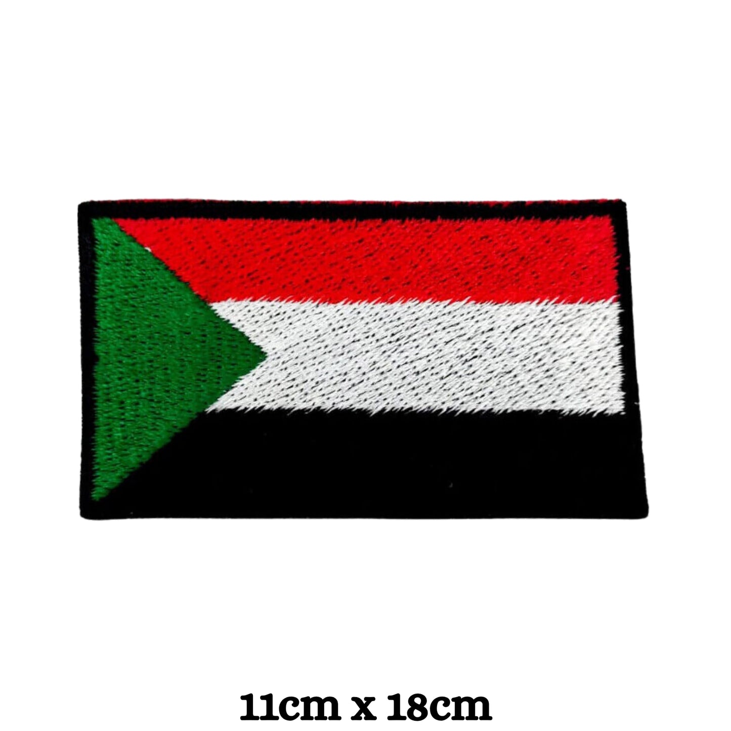 Sudan Flag Embroidered Patch Set, Iron-On or Sew-On Applique Badges, Rectangle Shield Round Heart Shapes, for Jackets, Backpacks, Hats, Uniforms and Various Sizes