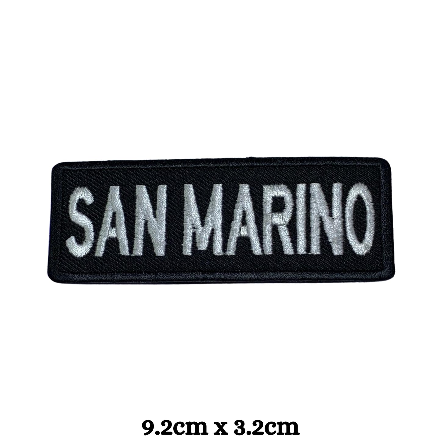 San Marino Flag Embroidered Patch Set, Iron-On or Sew-On Applique Badges, Rectangle Shield Round Heart Shapes, for Jackets, Backpacks, Hats, Uniforms and Various Sizes