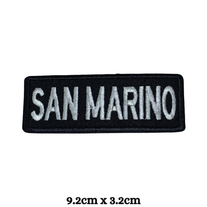 San Marino Flag Embroidered Patch Set, Iron-On or Sew-On Applique Badges, Rectangle Shield Round Heart Shapes, for Jackets, Backpacks, Hats, Uniforms and Various Sizes