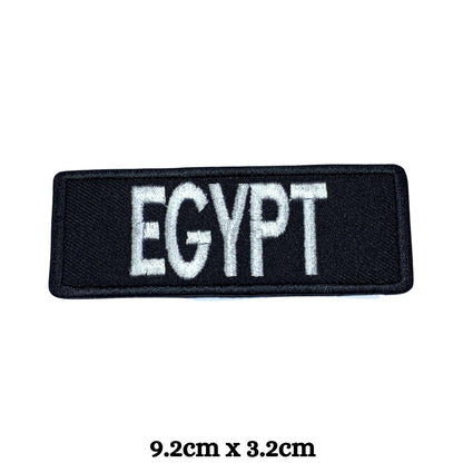 Egypt Flag Embroidered Patches, Iron-On/Sew-On Applique, Shield, Round, Heart and Rectangle Flag Badges for Jackets, Bags, Uniforms, Various Sizes