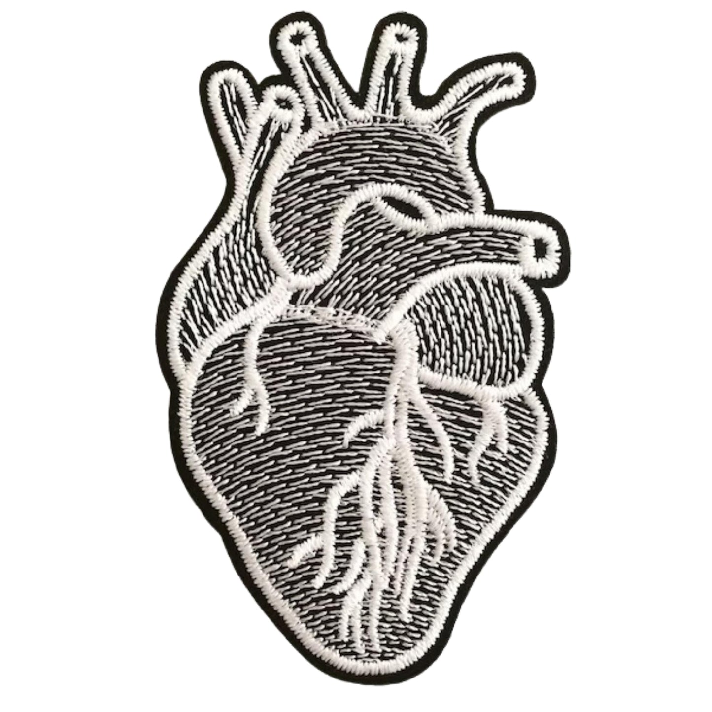 Human Black Heart Embroidery Iron-On Patches for Clothing Sew-On Applique for DIY Crafts Denim Jackets Jeans Backpacks
