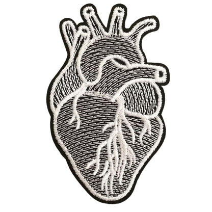 Human Black Heart Embroidery Iron-On Patches for Clothing Sew-On Applique for DIY Crafts Denim Jackets Jeans Backpacks