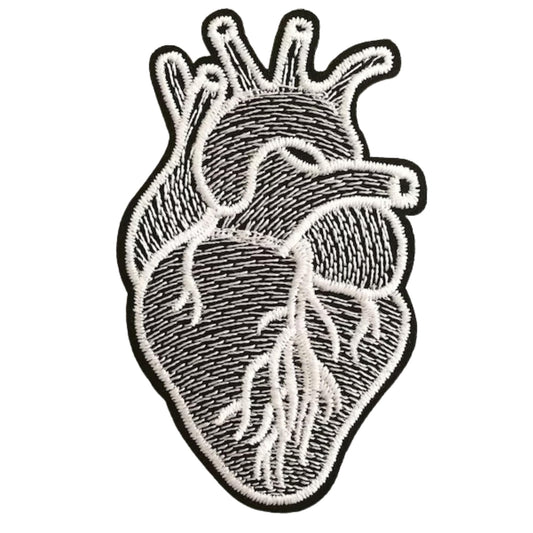 Human Black Heart Embroidery Iron-On Patches for Clothing Sew-On Applique for DIY Crafts Denim Jackets Jeans Backpacks