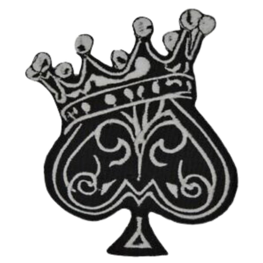 King Ace of Spade with Crown Badge Embroidery Iron-On Patches for Clothing Sew-On Applique for DIY Crafts Denim Jackets Jeans Backpacks