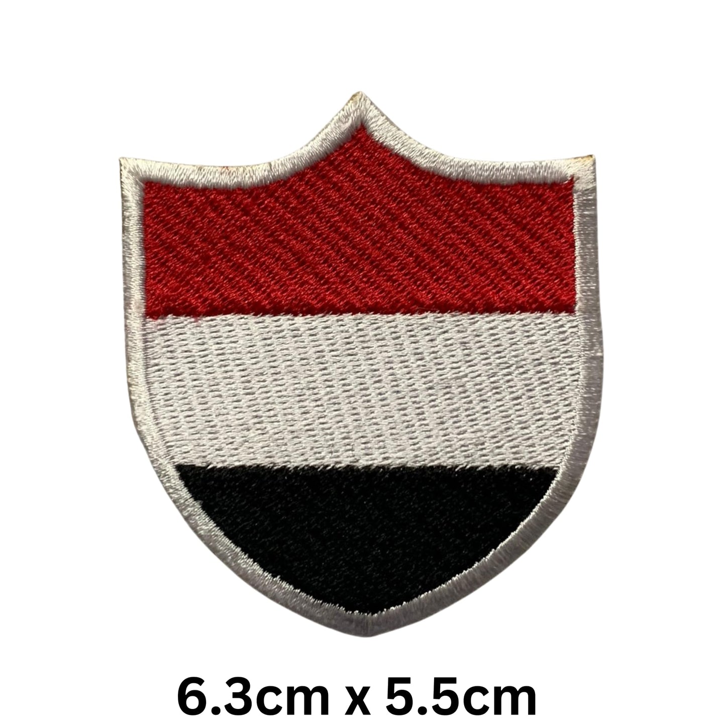 Yemen Flag Embroidered Patch Set, Iron-On or Sew-On Applique Badges, Rectangle Shield Round Heart Shapes, for Jackets, Backpacks, Hats, Uniforms and Various Sizes