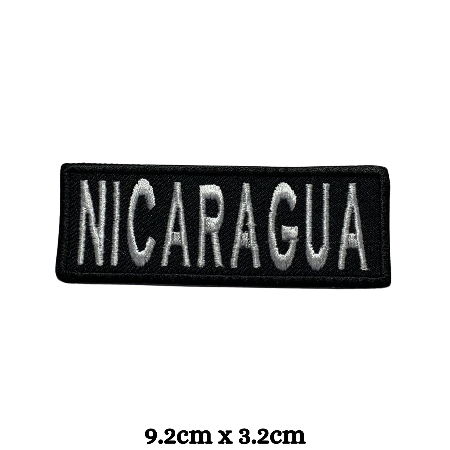Nicaragua Flag Embroidered Patch Set, Iron-On or Sew-On Applique Badges, Rectangle Shield Round Heart Shapes, for Jackets, Backpacks, Hats, Uniforms and Various Sizes