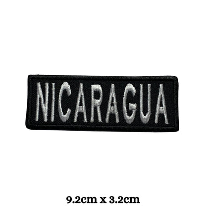 Nicaragua Flag Embroidered Patch Set, Iron-On or Sew-On Applique Badges, Rectangle Shield Round Heart Shapes, for Jackets, Backpacks, Hats, Uniforms and Various Sizes
