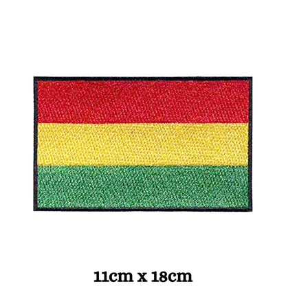 Bolivia Flag Embroidered Patch Set, Iron-On or Sew-On Applique Badges, Rectangle Shield Round Heart Shapes, National Flag Emblem for Jackets, Backpacks, Hats, Uniforms and Various Sizes
