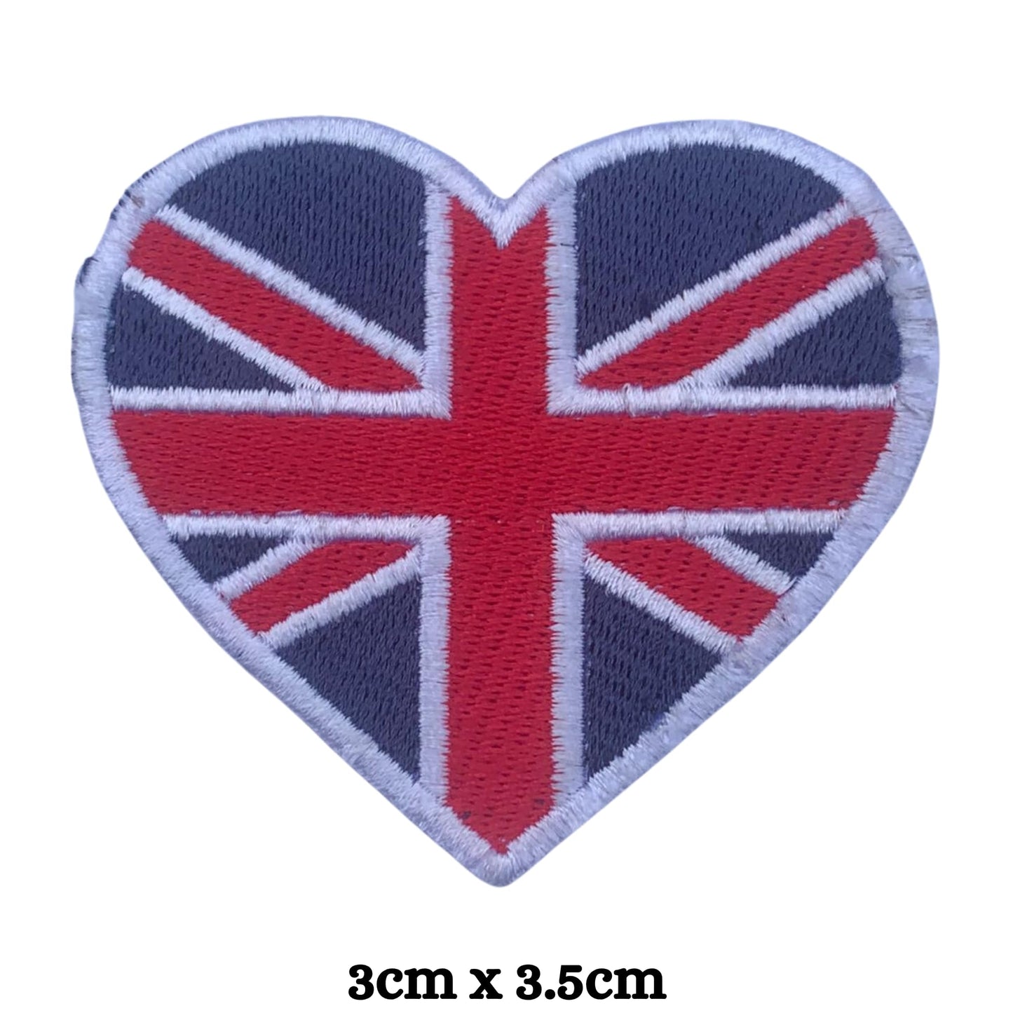 United Kingdom Flag Embroidered Patch Set, Iron-On or Sew-On Applique Badges, Rectangle Shield Round Heart Shapes, for Jackets, Backpacks, Hats, Uniforms and Various Sizes