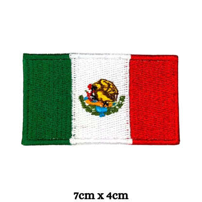 Mexico Flag Embroidered Patches, Iron-On/Sew-On Applique, Shield, Round, Heart and Rectangle Flag Badges for Jackets, Bags, Uniforms, Various Sizes