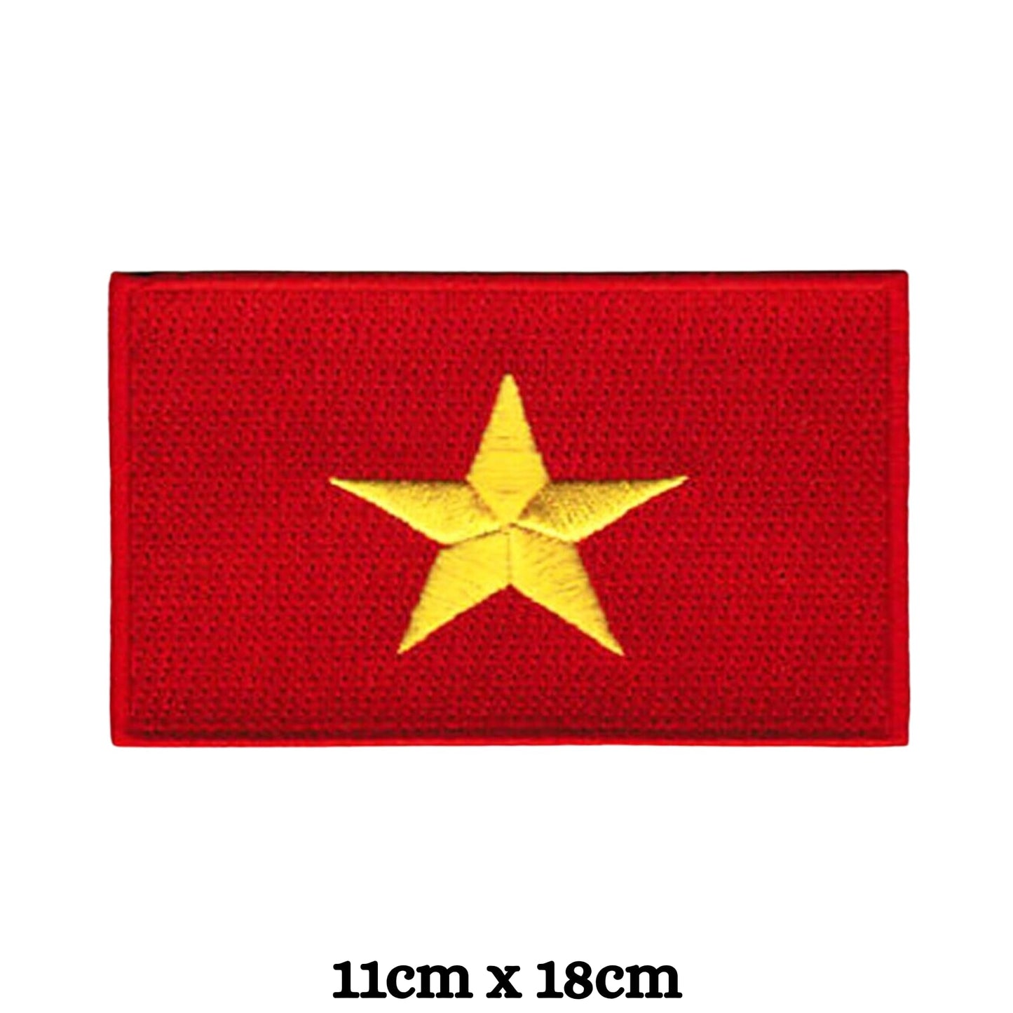 Vietnam Flag Embroidered Patch Set, Iron-On or Sew-On Applique Badges, Rectangle Shield Round Heart Shapes, for Jackets, Backpacks, Hats, Uniforms and Various Sizes