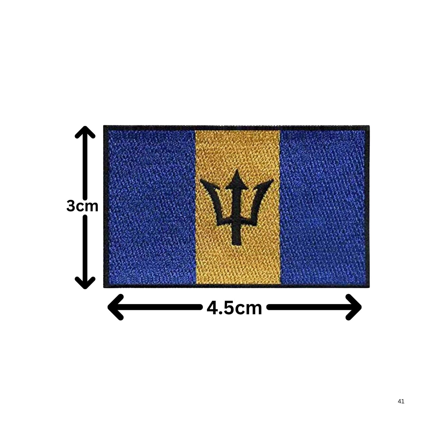 Barbados Flag Embroidered Patches, Iron-On/Sew-On Applique, Shield, Round, Heart and Rectangle Flag Badges for Jackets, Bags, Uniforms, Various Sizes