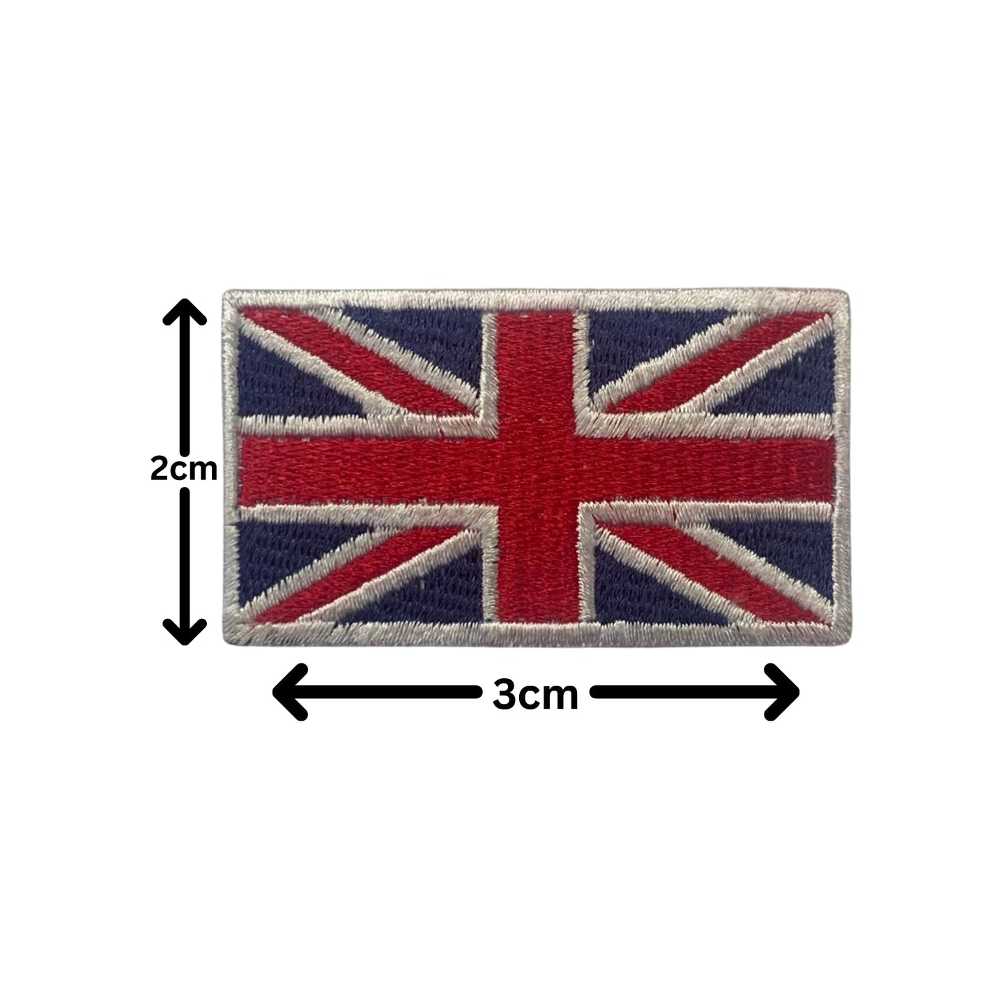 United Kingdom Flag Embroidered Patch Set, Iron-On or Sew-On Applique Badges, Rectangle Shield Round Heart Shapes, for Jackets, Backpacks, Hats, Uniforms and Various Sizes