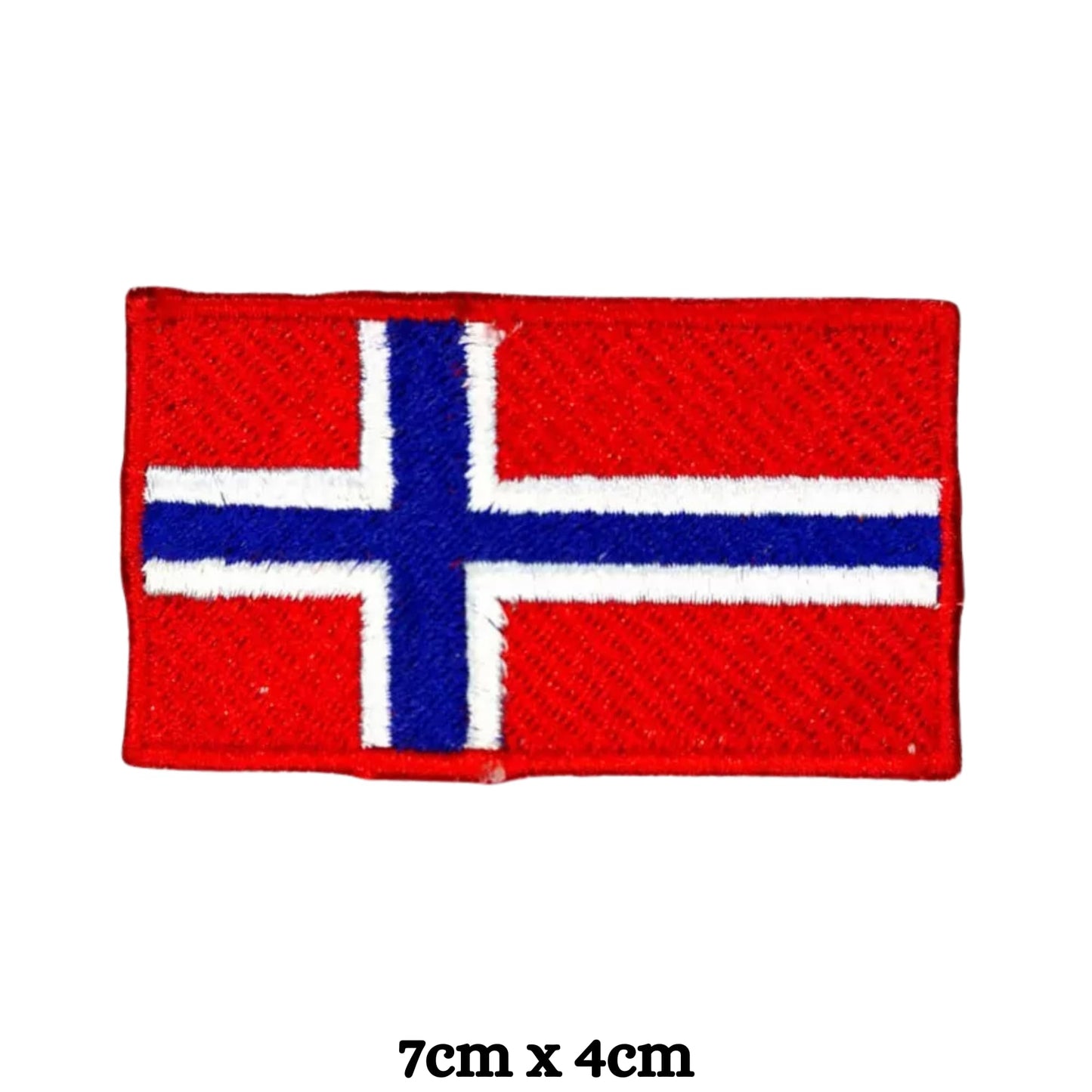 BeBuz Norway Flag Embroidered Patches, Iron-On/Sew-On Applique, Shield, Round, Heart and Rectangle Flag Badges for Jackets, Bags, Uniforms, Various Sizes