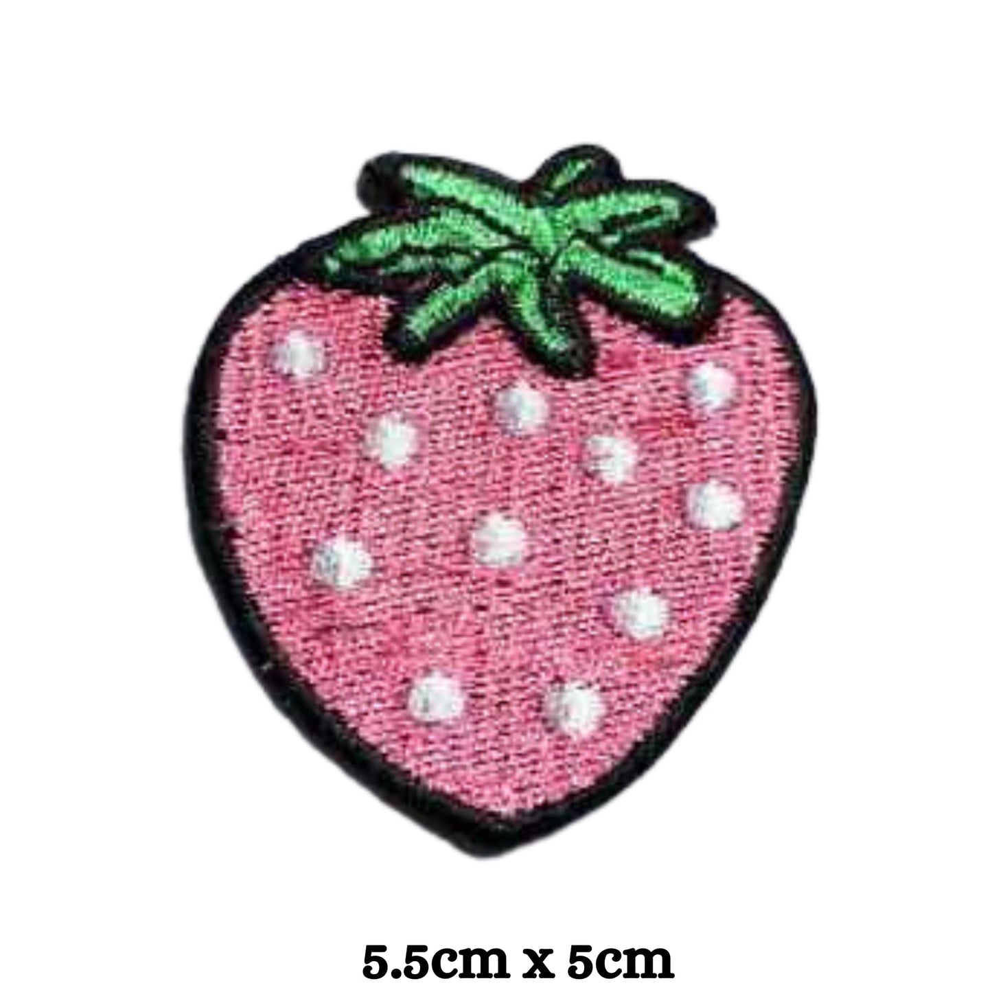Pink Strawberry Embroidery Iron-On Patches for Clothing Sew-On Applique for DIY Crafts Denim Jackets Jeans Backpacks