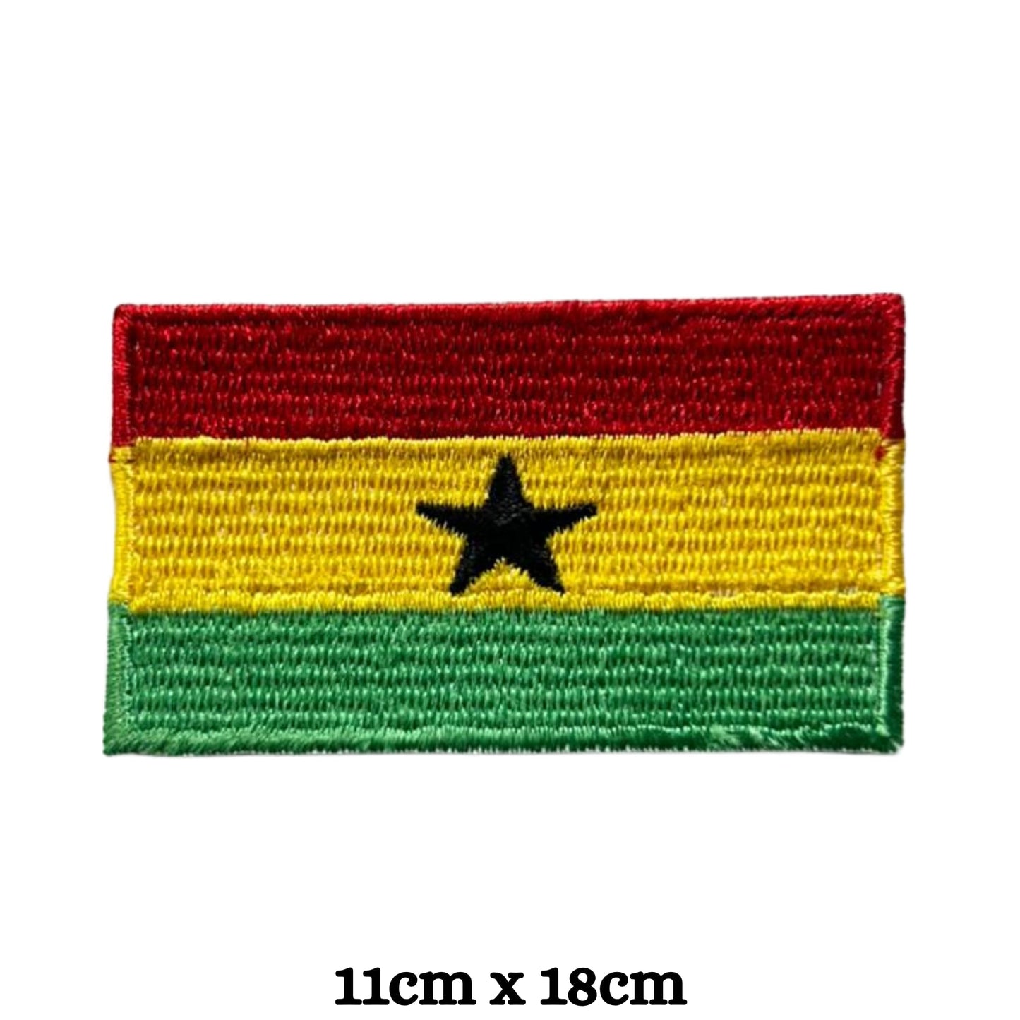 Ghana Flag Embroidered Patches, Iron-On/Sew-On Applique, Shield, Round, Heart and Rectangle Flag Badges for Jackets, Bags, Uniforms, Various Sizes