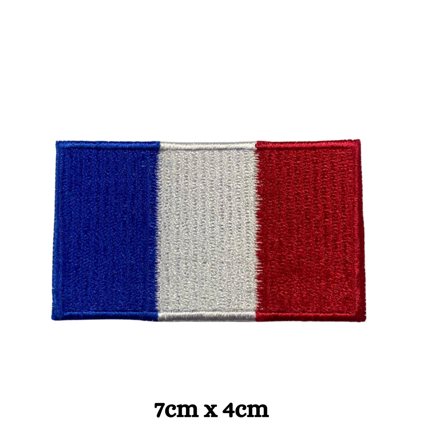 BeBuz France Flag Embroidered Patches, Iron-On/Sew-On Applique, Shield, Round, Heart and Rectangle Flag Badges for Jackets, Bags, Uniforms, Various Sizes