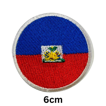 Haiti Flag Embroidered Patch Set, Iron-On or Sew-On Applique Badges, Rectangle Shield Round Heart Shapes, for Jackets, Backpacks, Hats, Uniforms and Various Sizes