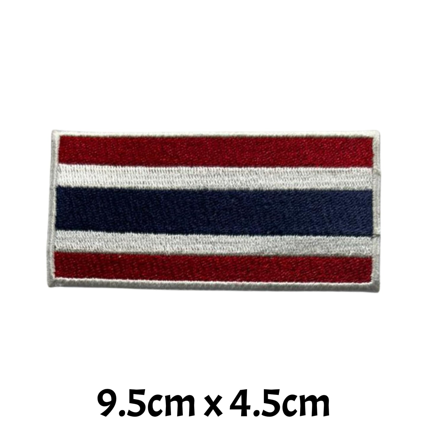 Thailand Flag Embroidered Patch Set, Iron-On or Sew-On Applique Badges, Rectangle Shield Round Heart Shapes, for Jackets, Backpacks, Hats, Uniforms and Various Sizes