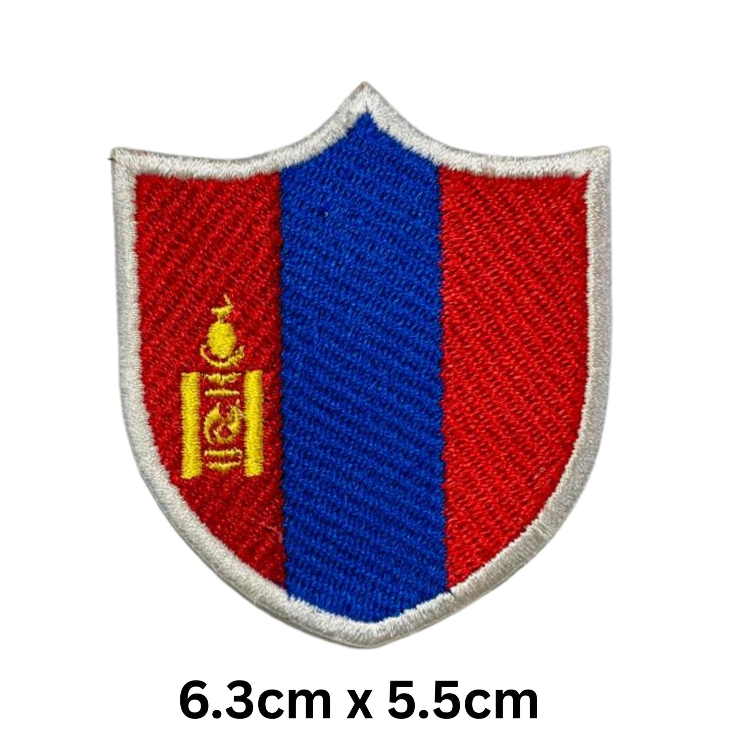 Mongolia Flag Embroidered Patch Set, Iron-On or Sew-On Applique Badges, Rectangle Shield Round Heart Shapes, for Jackets, Backpacks, Hats, Uniforms and Various Sizes