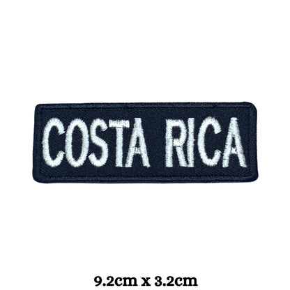 Costa Rica Flag Embroidered Patch Set, Iron-On or Sew-On Applique Badges, Rectangle Shield Round Heart Shapes, for Jackets, Backpacks, Hats, Uniforms and Various Sizes