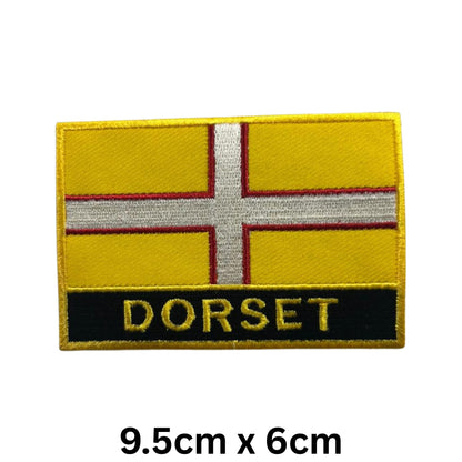 UK County Flag Patch 9.5cm x 6cm Embroidered Iron On/Sew On Badge Durable Fabric Applique for Jackets, Backpacks, Hats, and Clothing