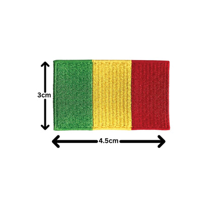 Guinea Flag Embroidered Patch Set, Iron-On or Sew-On Applique Badges, Rectangle Shield Round Heart Shapes, for Jackets, Backpacks, Hats, Uniforms and Various Sizes