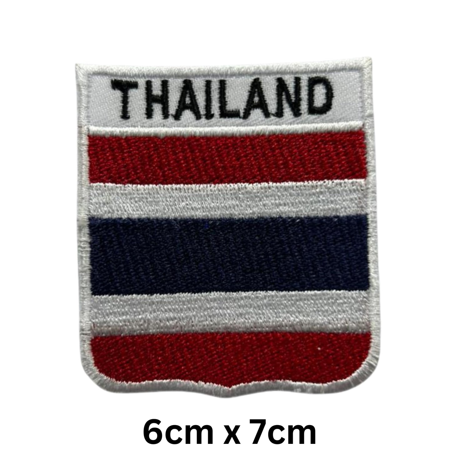 Thailand Flag Embroidered Patch Set, Iron-On or Sew-On Applique Badges, Rectangle Shield Round Heart Shapes, for Jackets, Backpacks, Hats, Uniforms and Various Sizes