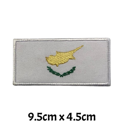 Cyprus Flag Embroidered Patch Set, Iron-On or Sew-On Applique Badges, Rectangle Shield Round Heart Shapes, for Jackets, Backpacks, Hats, Uniforms and Various Sizes