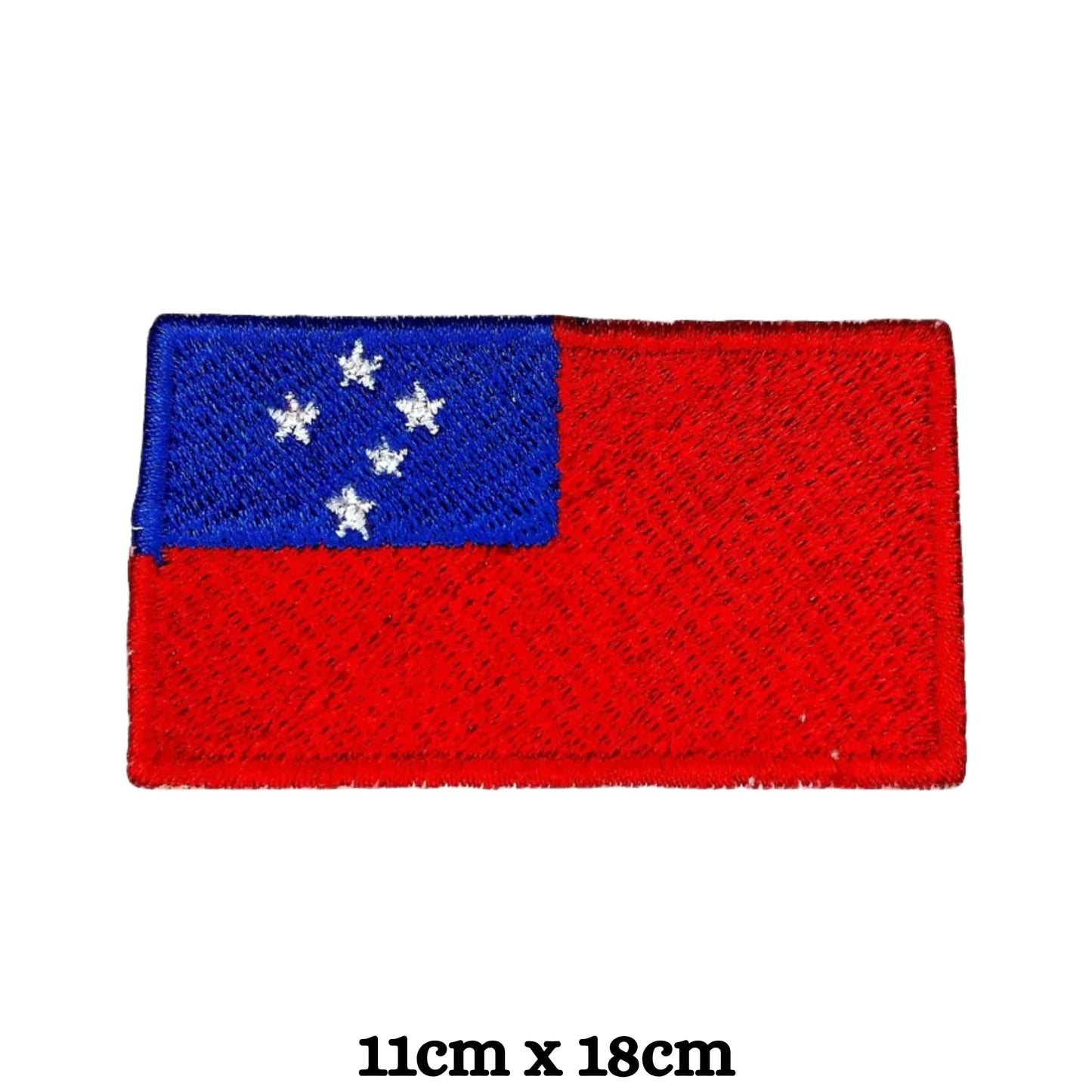 Samoa Flag Embroidered Patch Set, Iron-On or Sew-On Applique Badges, Rectangle Shield Round Heart Shapes, for Jackets, Backpacks, Hats, Uniforms and Various Sizes