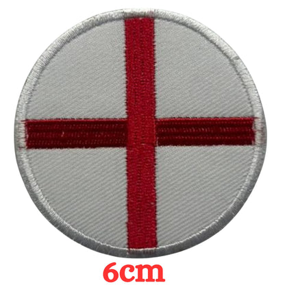 England Flag Embroidered Patches, Iron-On/Sew-On Applique, Shield, Round, Heart and Rectangle UK Flag Badges for Jackets, Bags, Uniforms, Various Sizes