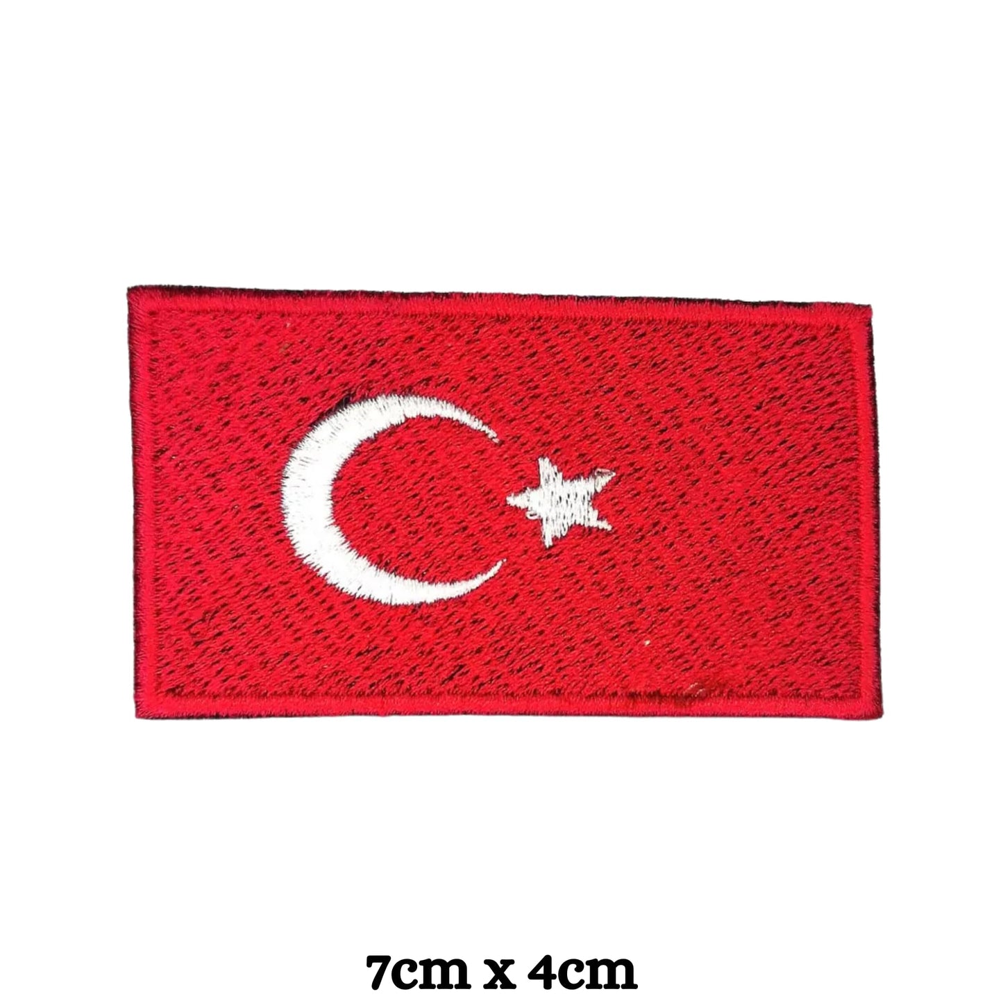 BeBuz Turkey Flag Embroidered Patches, Iron-On/Sew-On Applique, Shield, Round, Heart and Rectangle Flag Badges for Jackets, Bags, Uniforms, Various Sizes