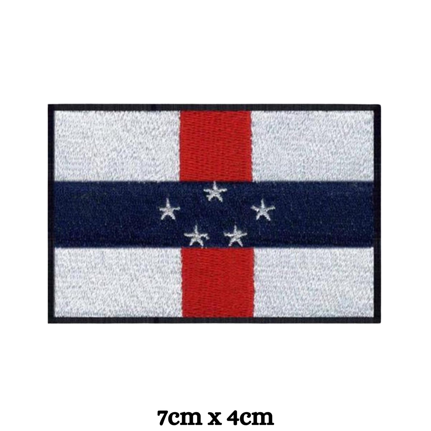 Antilles Flag Embroidered Patch Set, Iron-On or Sew-On Applique Badges, Rectangle Shield Round Heart Shapes, for Jackets, Backpacks, Hats, Uniforms and Various Sizes