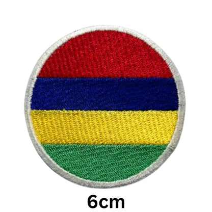 Mauritius Flag Embroidered Patch Set, Iron-On or Sew-On Applique Badges, Rectangle Shield Round Heart Shapes, for Jackets, Backpacks, Hats, Uniforms and Various Sizes