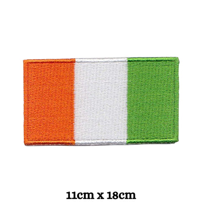 Cote D'Ivoire Flag Embroidered Patches, Iron-On/Sew-On Applique, Shield, Round, Heart and Rectangle Flag Badges for Jackets, Bags, Uniforms, Various Sizes