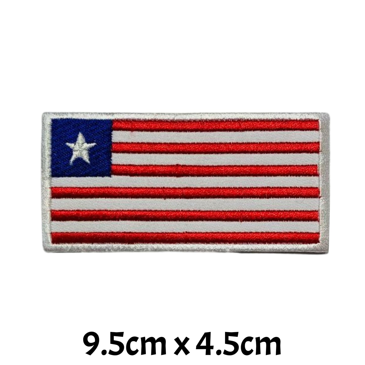 Liberia Flag Embroidered Patch Set, Iron-On or Sew-On Applique Badges, Rectangle Shield Round Heart Shapes, for Jackets, Backpacks, Hats, Uniforms and Various Sizes
