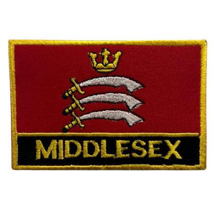 UK County Flag Patch 9.5cm x 6cm Embroidered Iron On/Sew On Badge Durable Fabric Applique for Jackets, Backpacks, Hats, and Clothing