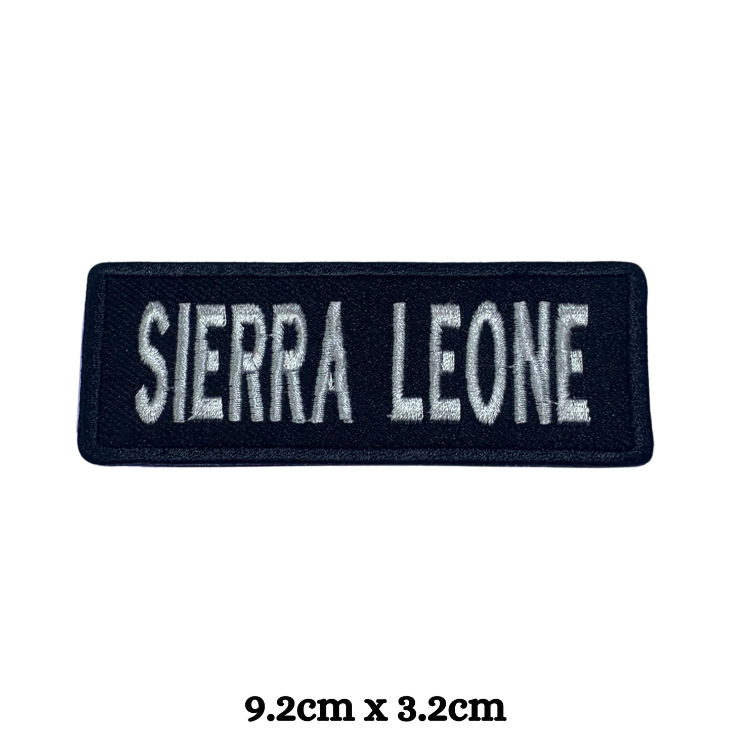 Sierra Leone Flag Embroidered Patch Set, Iron-On or Sew-On Applique Badges, Rectangle Shield Round Heart Shapes, for Jackets, Backpacks, Hats, Uniforms and Various Sizes